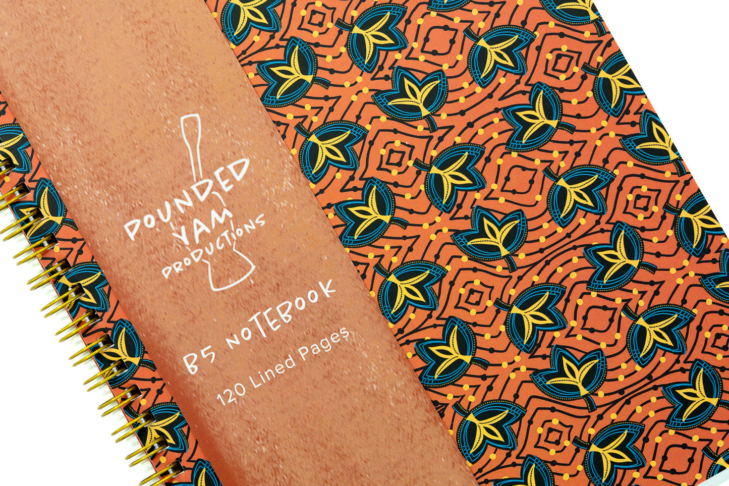 African Print Soft Cover Spiral Notebook - Fans - Pounded Yam Productions