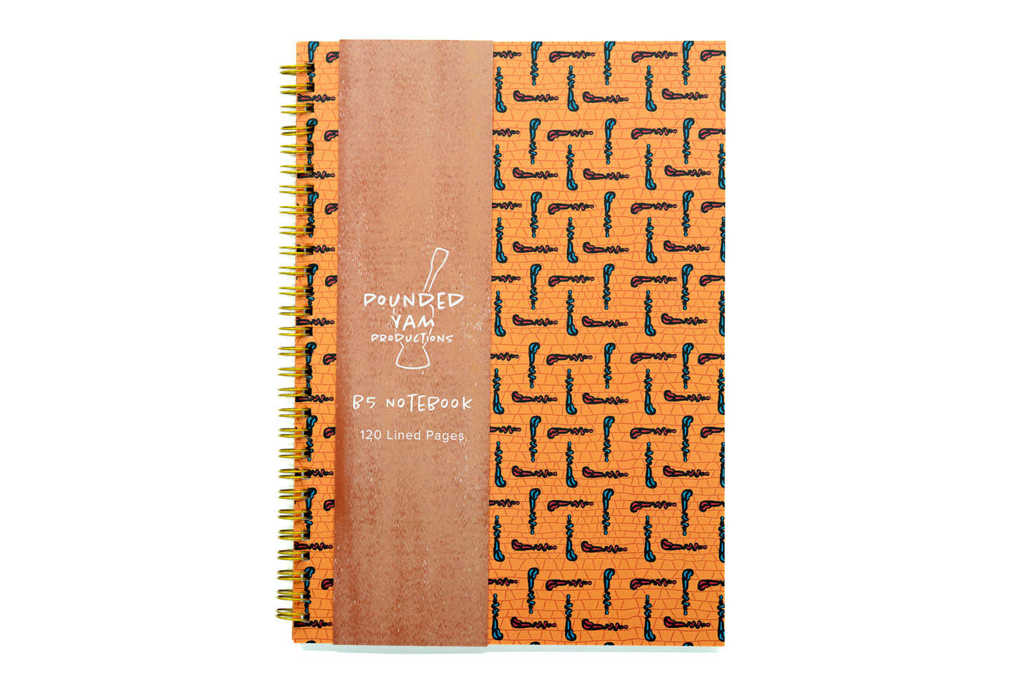 African Print Soft Cover Spiral Notebook - Walking Sticks - Pounded Yam Productions