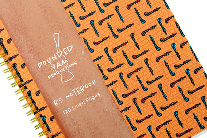 African Print Soft Cover Spiral Notebook - Walking Sticks - Pounded Yam Productions