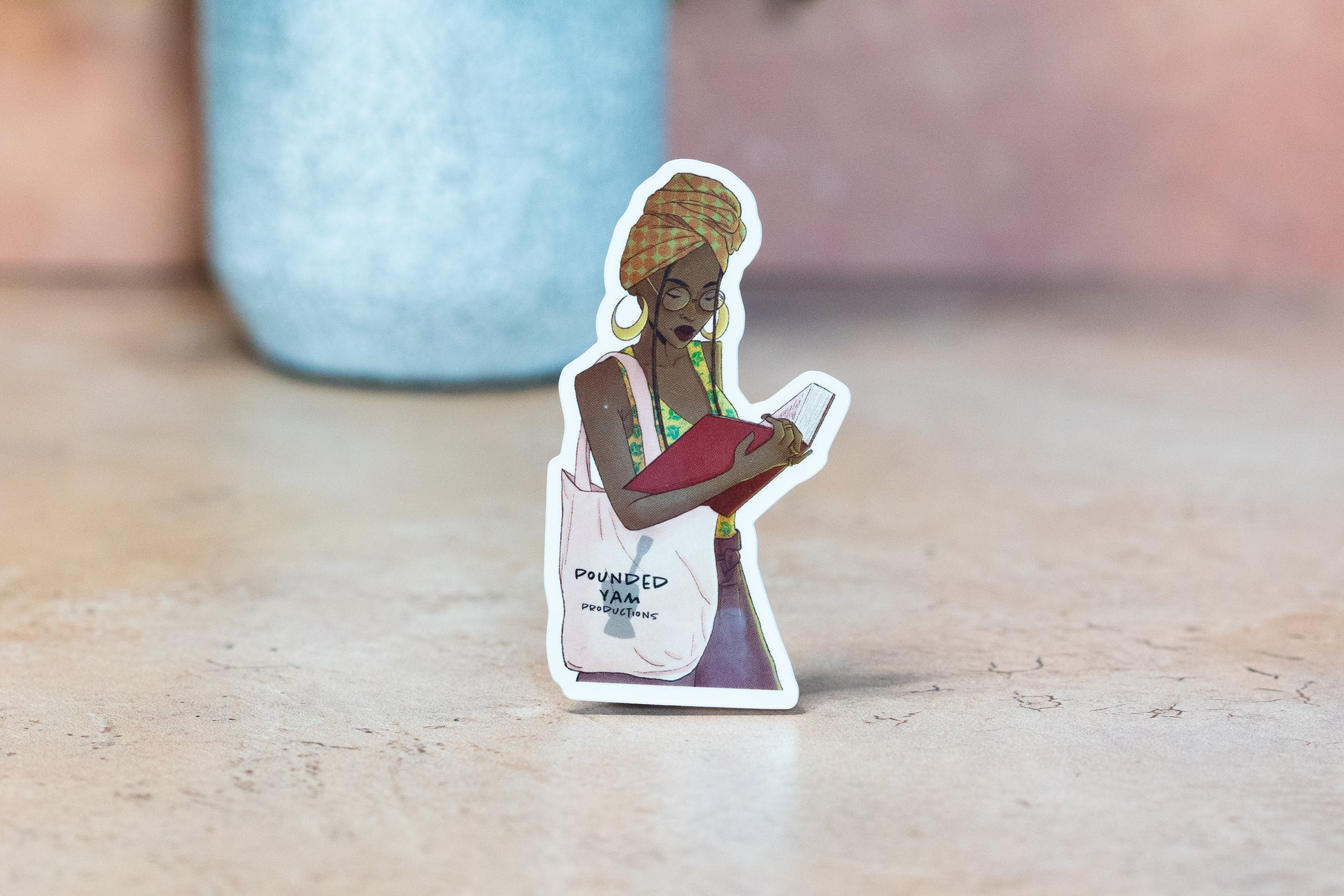 Black Girl Reading Waterproof Vinyl Sticker - Pounded Yam Productions