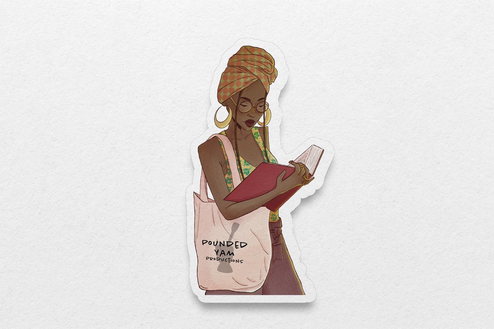 Black Girl Reading Waterproof Vinyl Sticker - Pounded Yam Productions