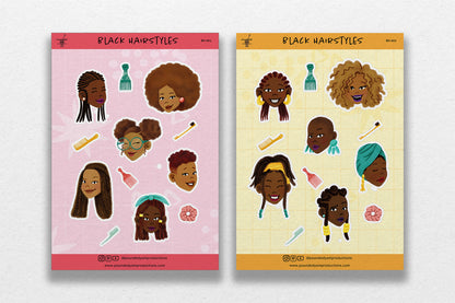 Black Girl Hairstyles Sticker Sheets - Pounded Yam Productions