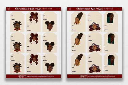 Black Girl Gift Tags Sticker Sheet - Pounded Yam Productions