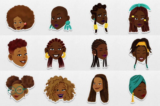 Black Girl Hairstyles Sticker Bundle
