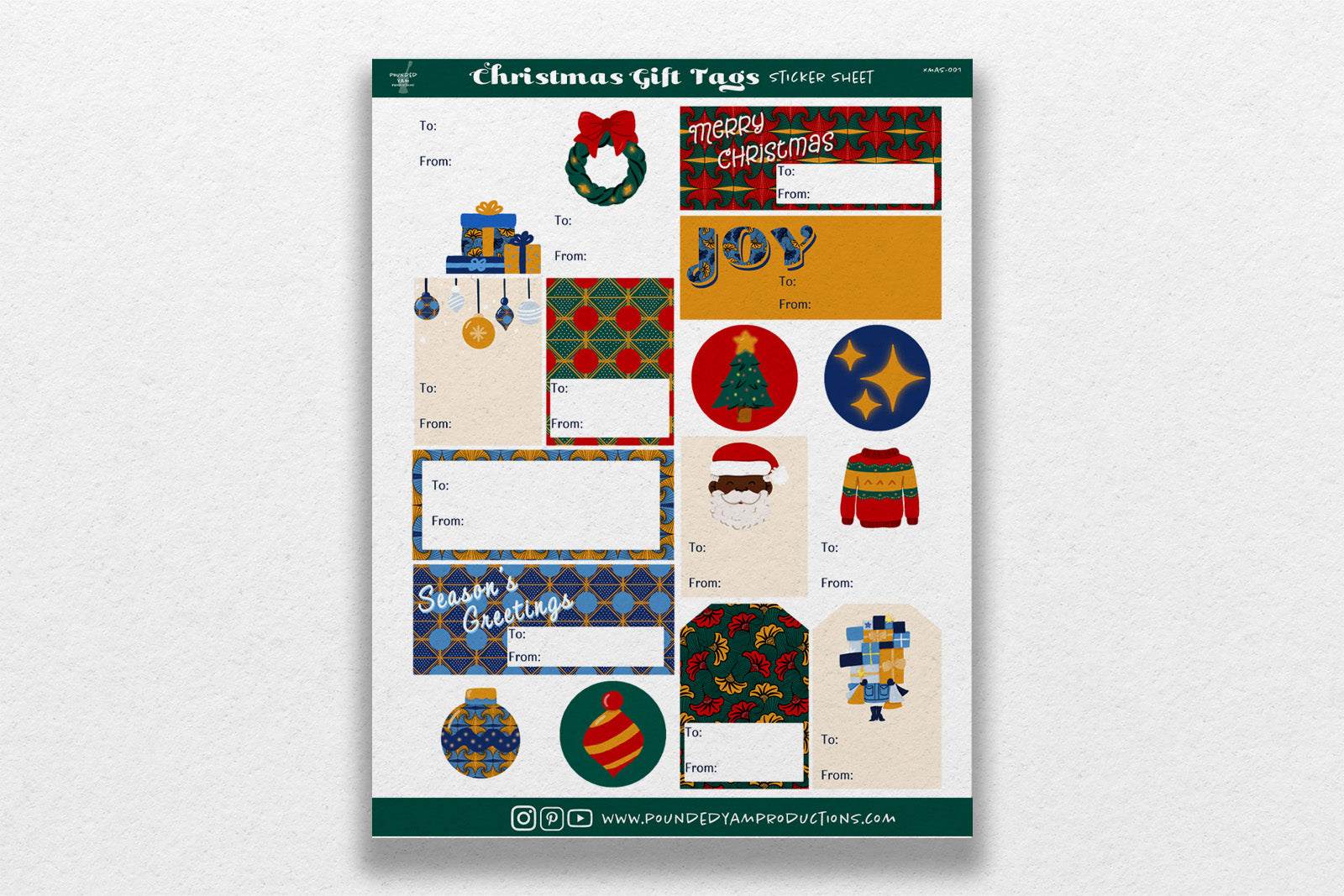 African Holiday Gift Tag Stickers - Pounded Yam Productions
