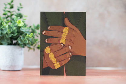 Dope Dad Rings Greeting Card