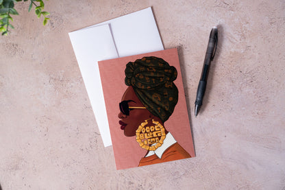 Dope Black Mama - Earring Greeting Card - Pounded Yam Productions