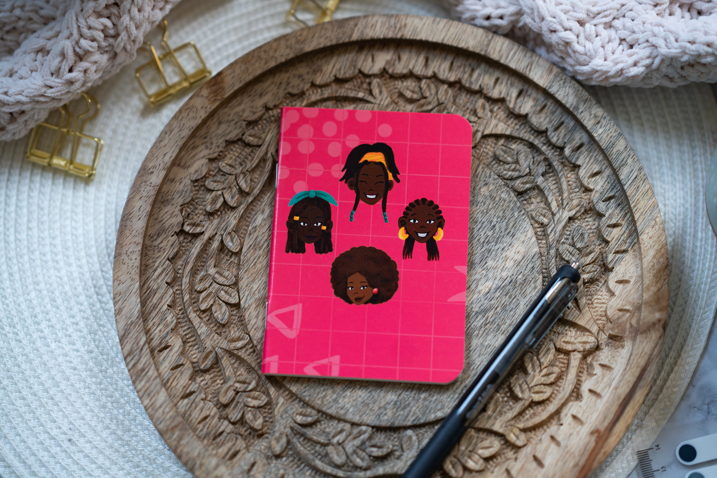 Black Girl Black Hair Pocket Notebook (B7 Lined)