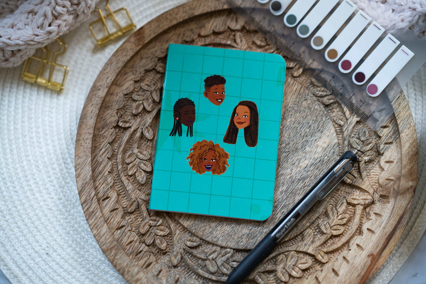 Black Girl Black Hair Pocket Notebook (B7 Lined)