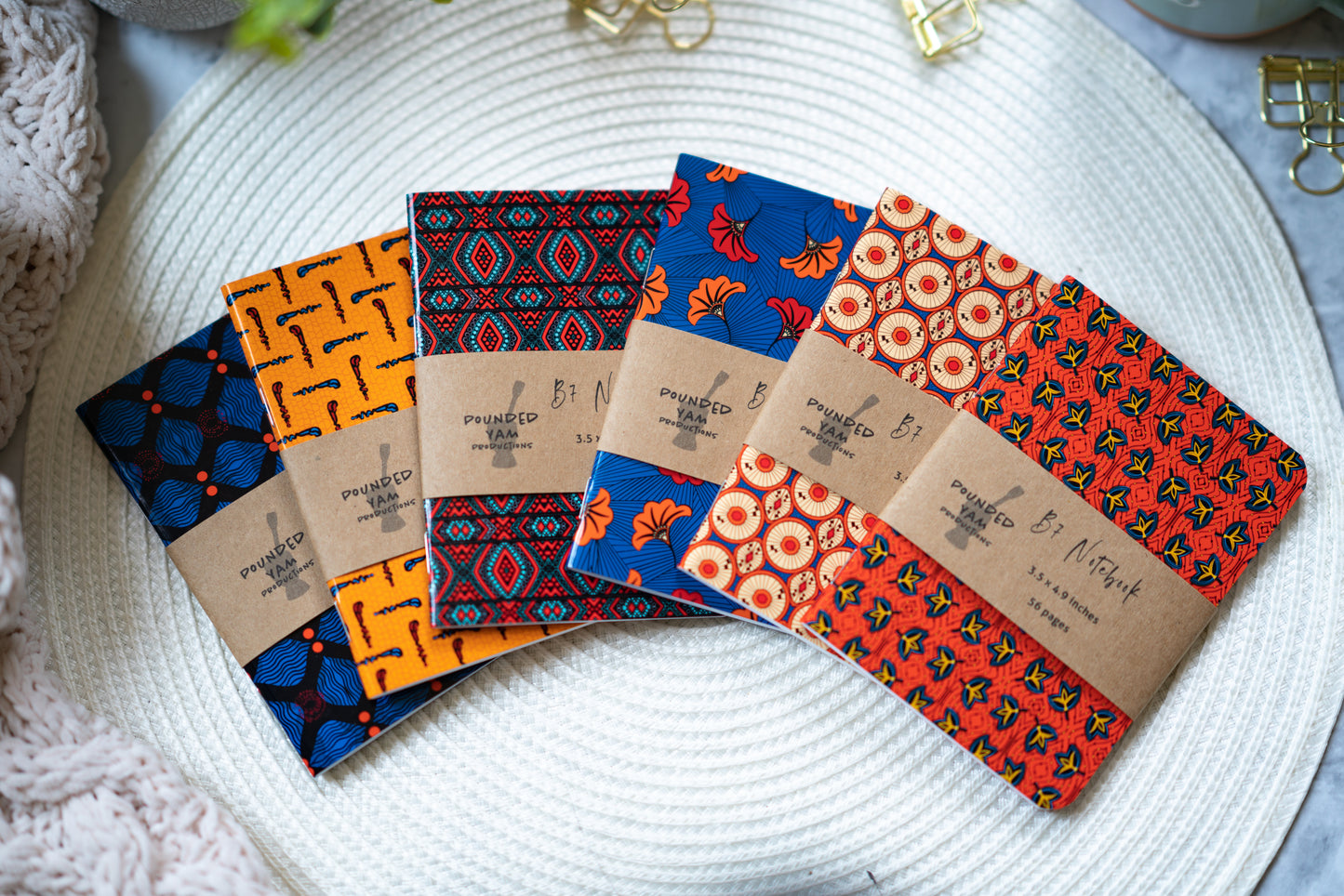 collection of african print notebooks