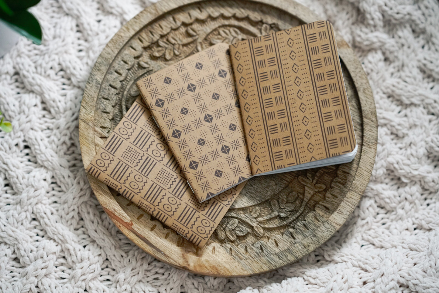 African Mud Cloth Print Kraft Pocket Notebook - Squares