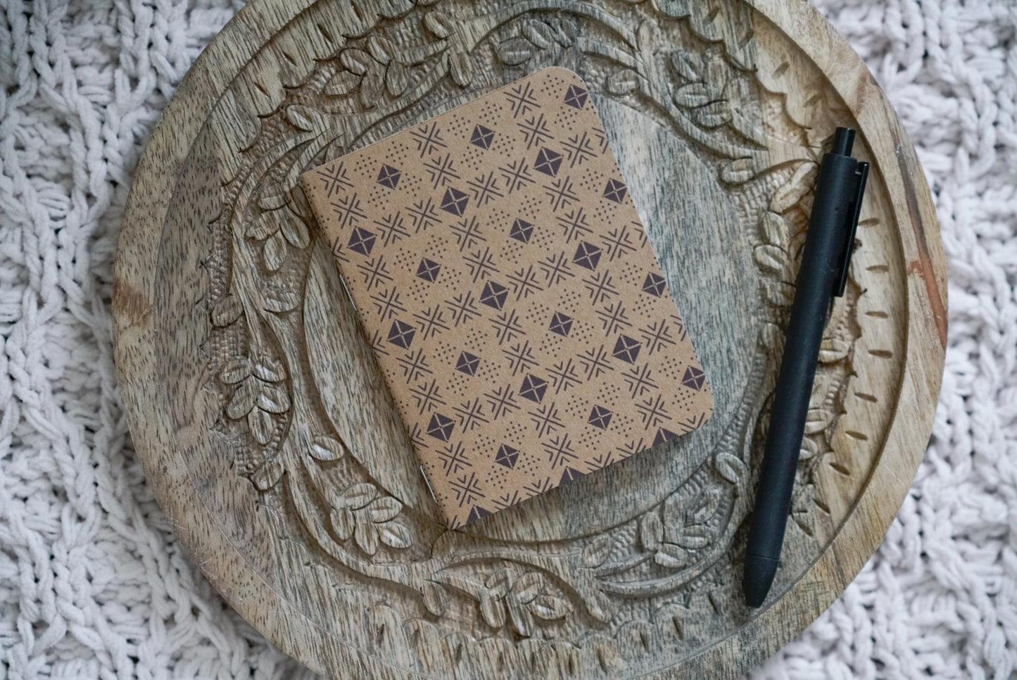 African Print Mudcloth Kraft Pocket Notebook