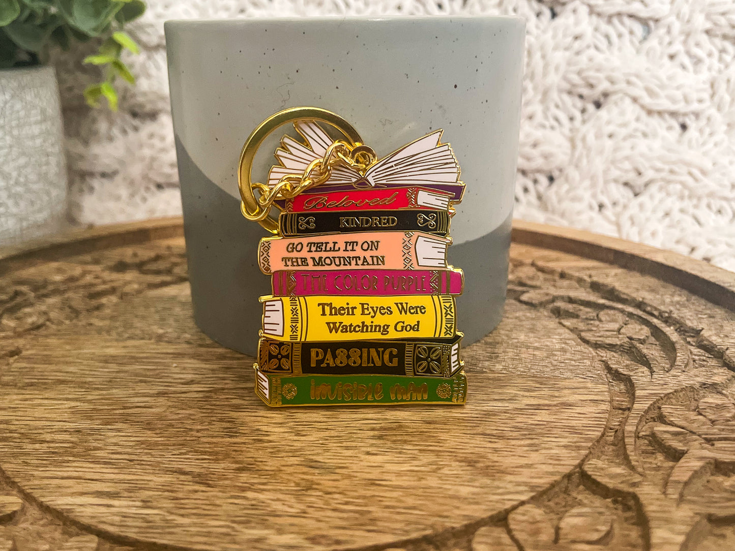 Black Literary Classics Book Stack Keychain