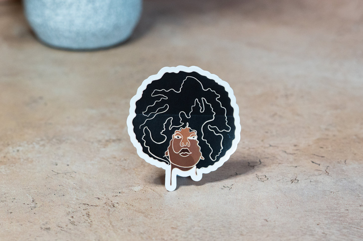 Single Line Black Women Stickers: Afro