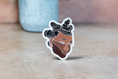 Single Line Black Women Stickers: Bantu Knots
