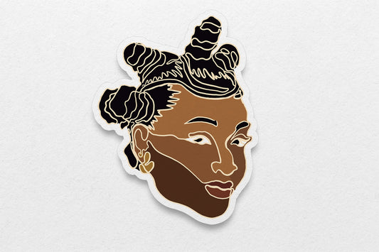 Single Line Black Women Stickers: Bantu Knots