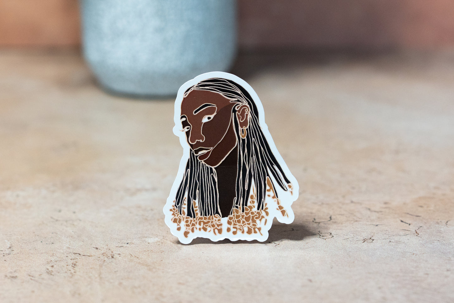 Single Line Black Women Stickers: Beads