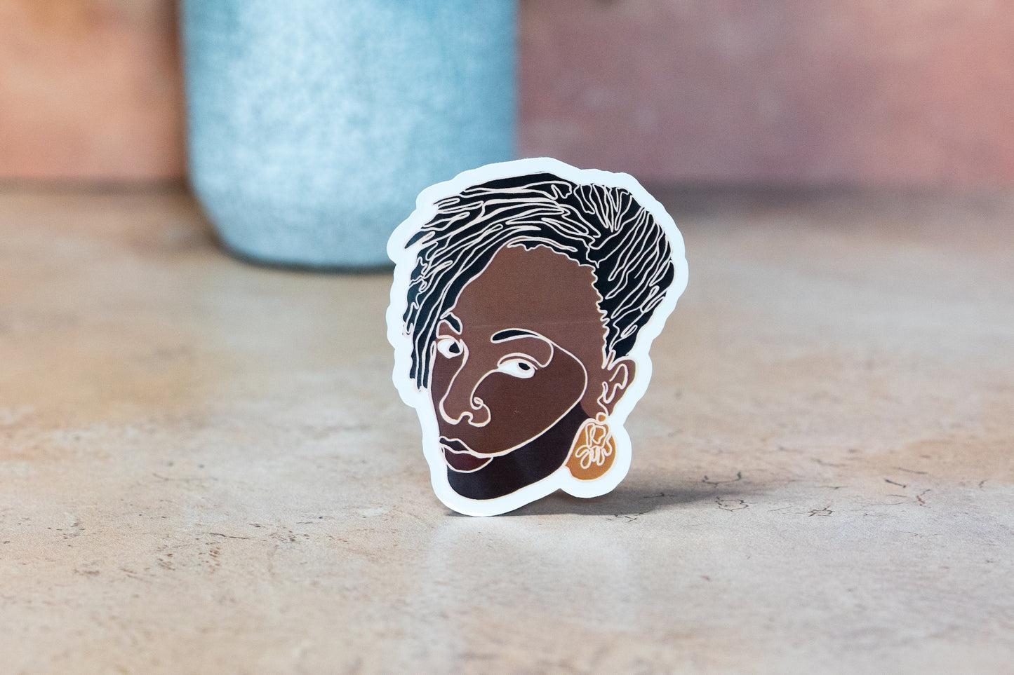 Single Line Black Women Stickers: Locs