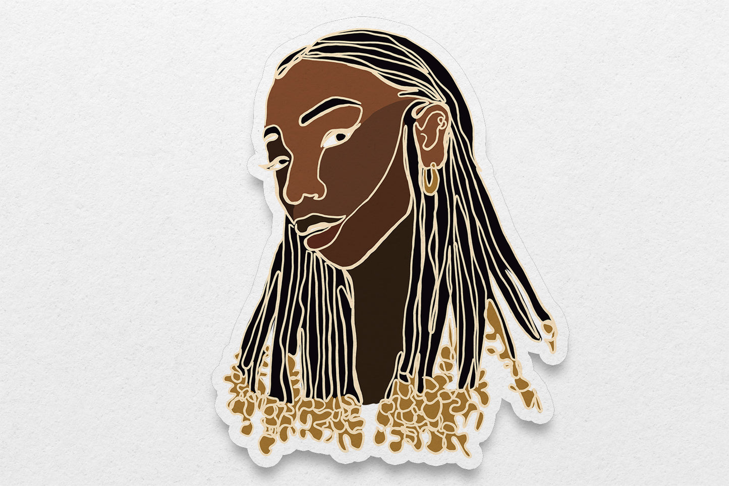 Single Line Black Women Stickers: Beads