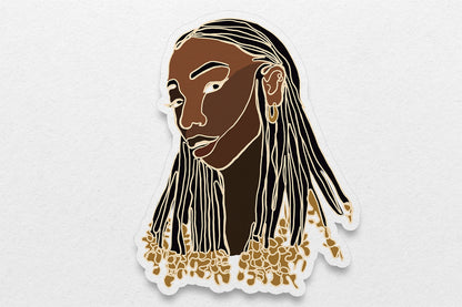 Single Line Black Women Stickers: Beads
