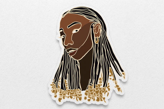 Single Line Black Women Stickers: Beads