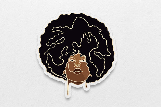 Single Line Black Women Stickers: Afro