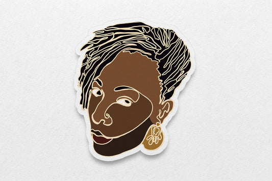 Single Line Black Women Stickers: Locs