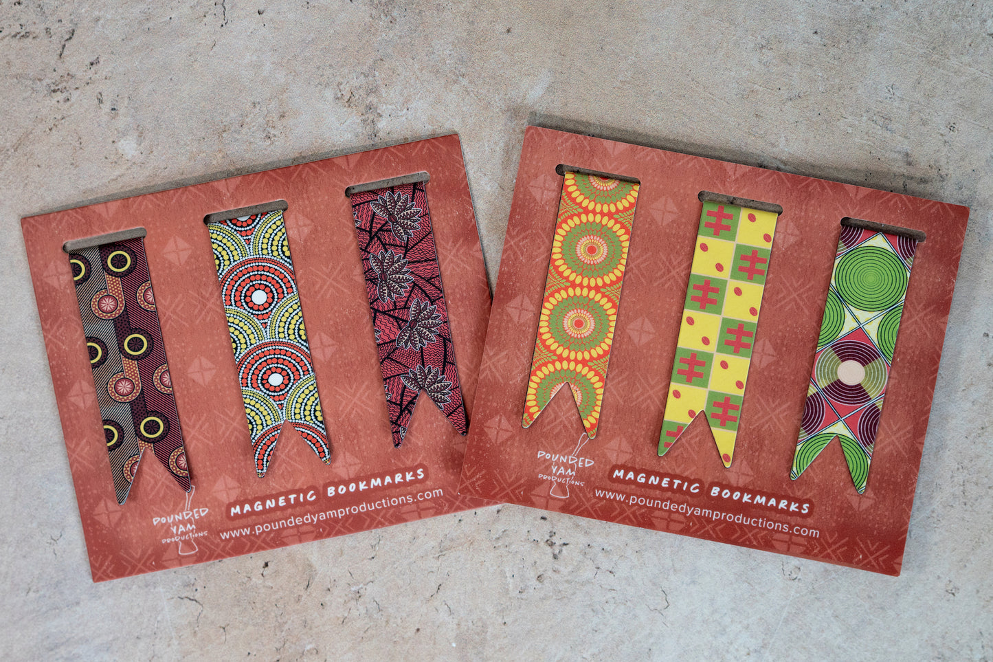 Magnetic Bookmark Set - African Print (Red Blossom, BP, Red and Yellow)