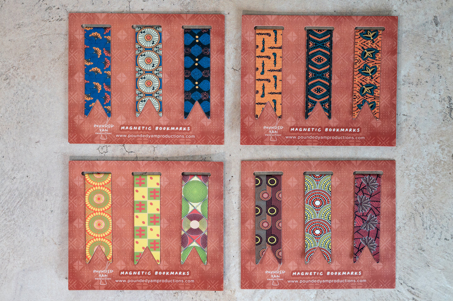 Magnetic Bookmark Set - African Print (Red Blossom, BP, Red and Yellow)
