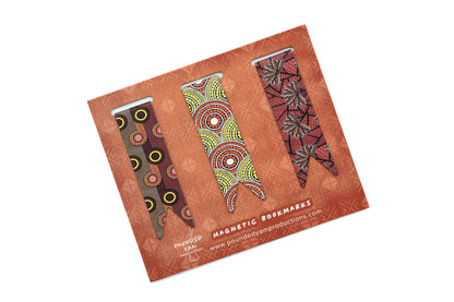 African Print Magnetic Bookmark Set - (Red Blossom, BP, Red and Yellow) - Pounded Yam Productions