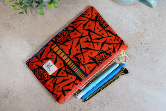 Ankara Pencil Case - Orange Tribal
