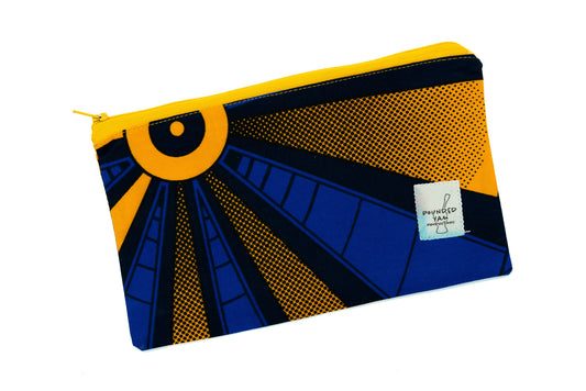 Ankara Pencil Case - Blue Sunburst