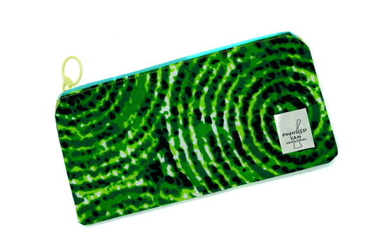 Ankara Pencil Case - Green Circles