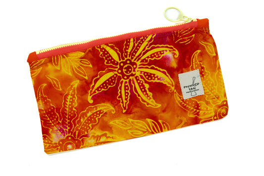 Ankara Pencil Case - Orange Flowers
