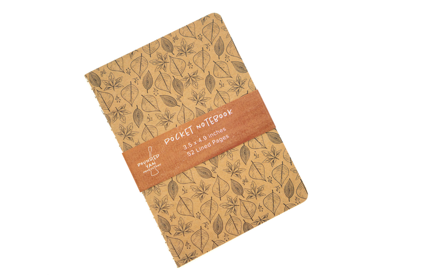 African Print Pocket Notebook - Leaves - Pounded Yam Productions