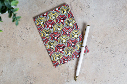 African Print Pocket Notebook - Red and Yellow (Ankara)