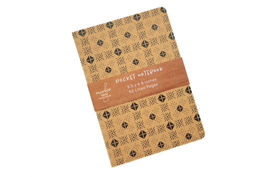 African Mud Cloth Pocket Notebook - Squares - Pounded Yam Productions