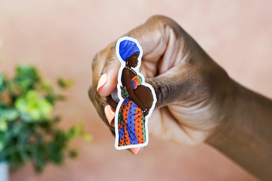 Pregnant African Mom Sticker - Pounded Yam Productions
