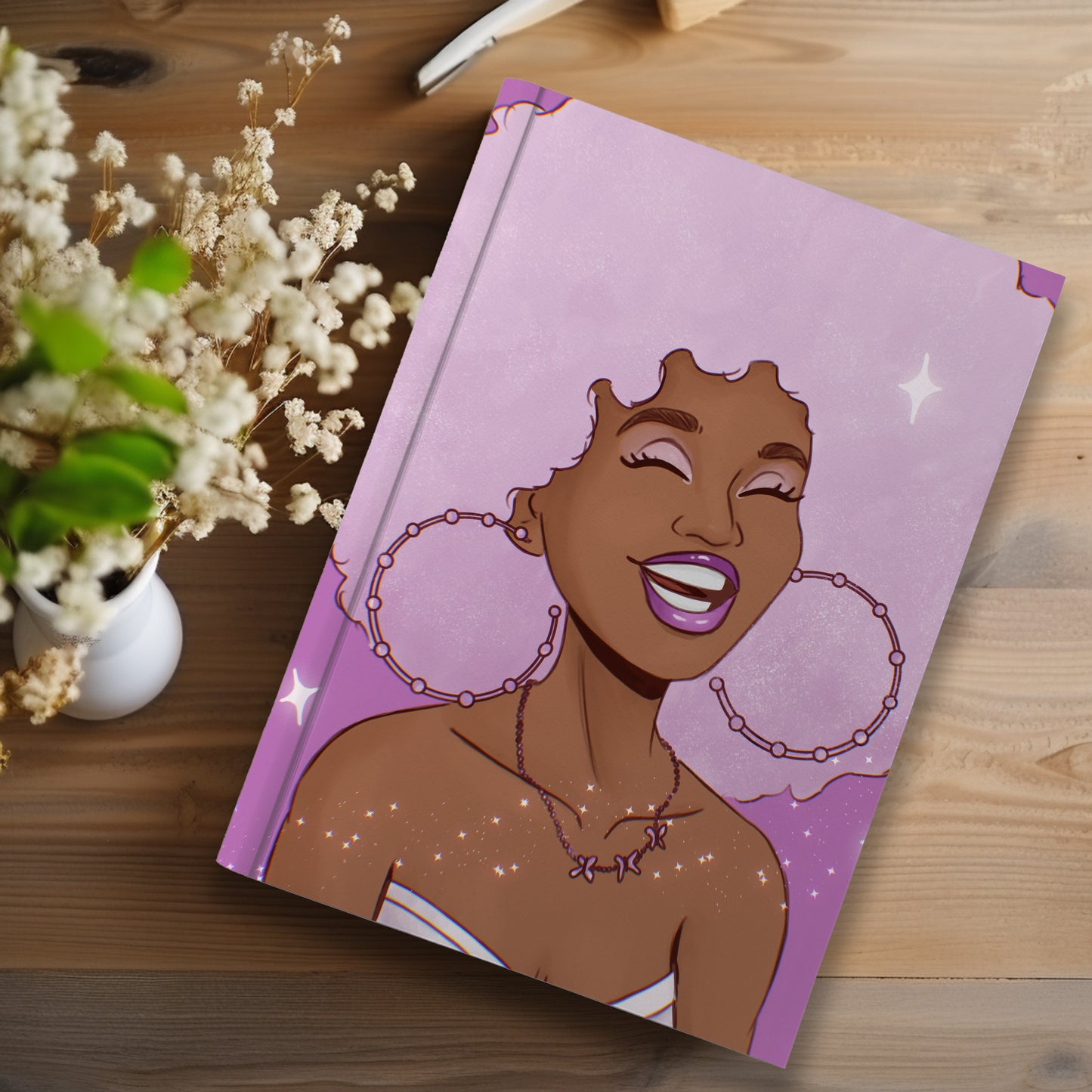 Purple Sparkle Black Girl Journal (A5 Lined)