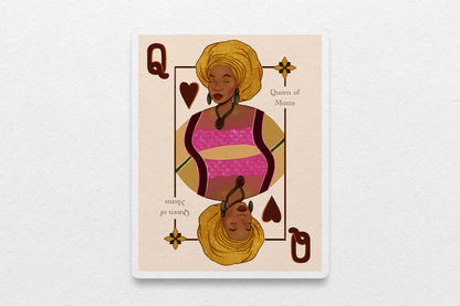 Queen of Moms Playing Card Sticker - Pounded Yam Productions