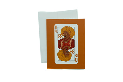 Queen of Moms Greeting Card (Orange) - Pounded Yam Productions
