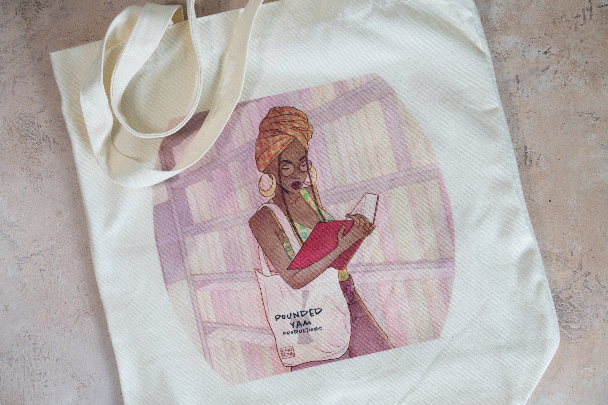 Canvas Tote Bag - Black Girl Reading - Pounded Yam Productions