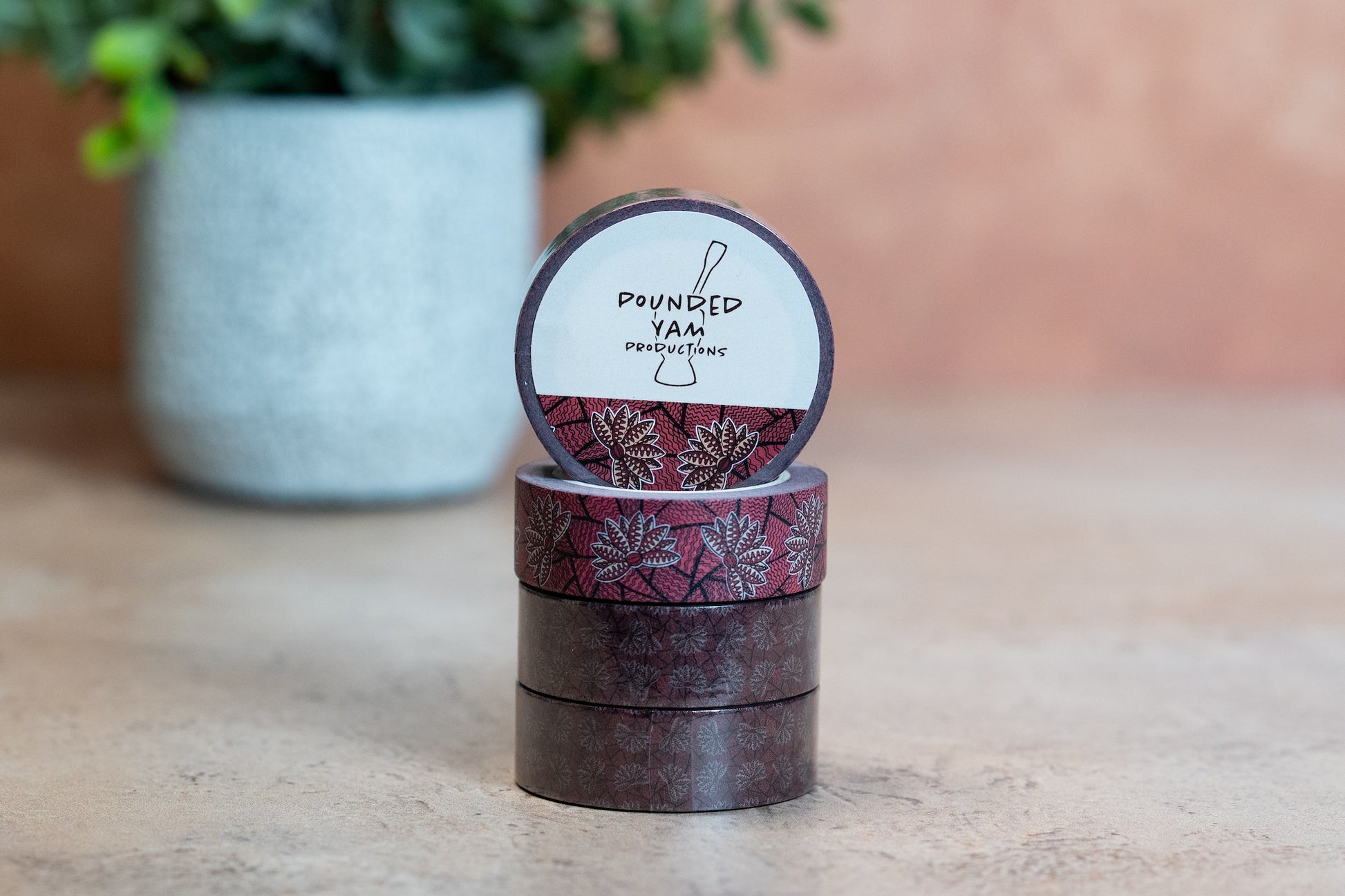 African Print Washi Tape - Red Blossom (Ankara) - Pounded Yam Productions