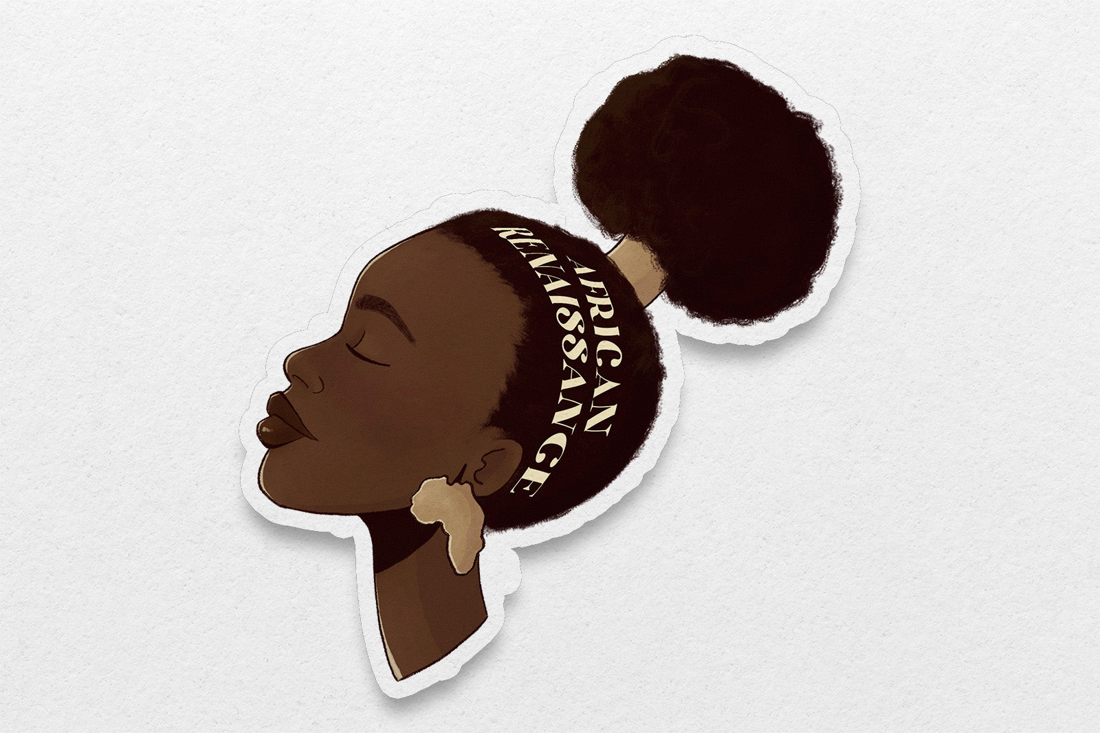African Renaissance Black Girl Afro Puff Waterproof Vinyl Sticker - Pounded Yam Productions