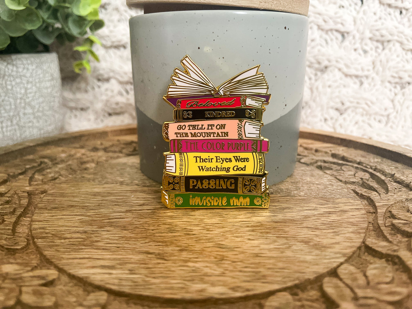 Black Literary Classics  Book Stack Pin