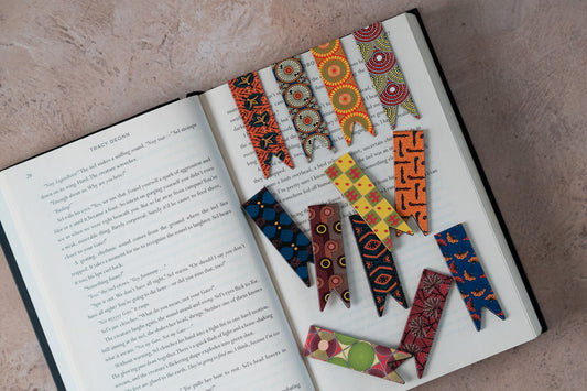 Magnetic Bookmark Set - African Print (Red Blossom, BP, Red and Yellow) - Pounded Yam Productions