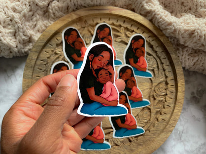 Black Mom and Daughter Sticker - Pounded Yam Productions