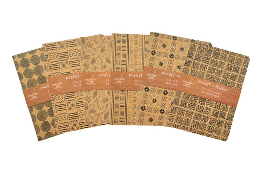 6 Pocket Notebook Bundle - Mud Cloth - Pounded Yam Productions