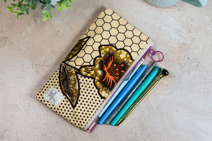 Ankara Pencil Case - Beige Flower