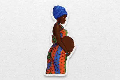 Pregnant African Mom Sticker - Pounded Yam Productions